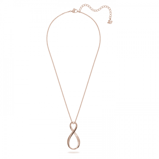 Exist pendant, Infinity, White, Rose-gold tone