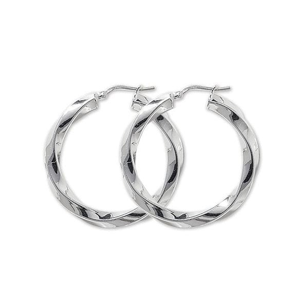 Silver 25mm Twisted Hoop Earrings