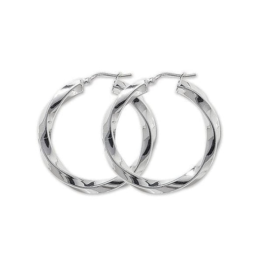 Silver 25mm Twisted Hoop Earrings