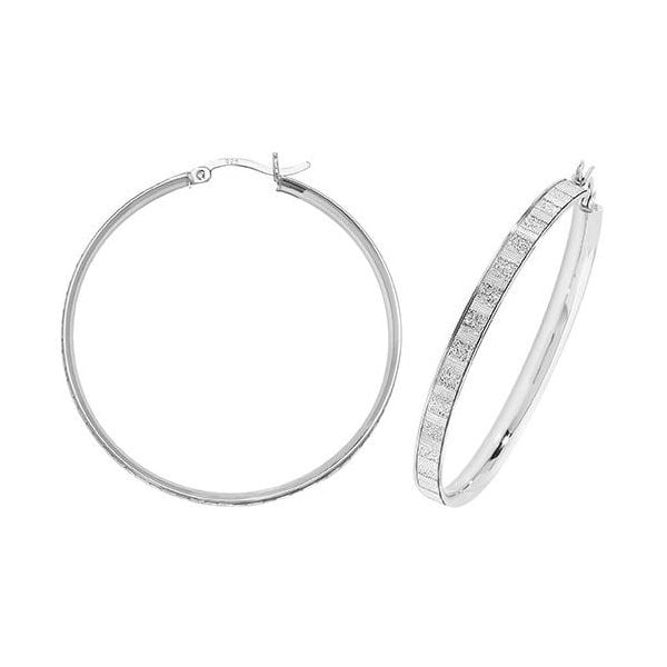 Silver 40mm Moondust Hoop Earrings