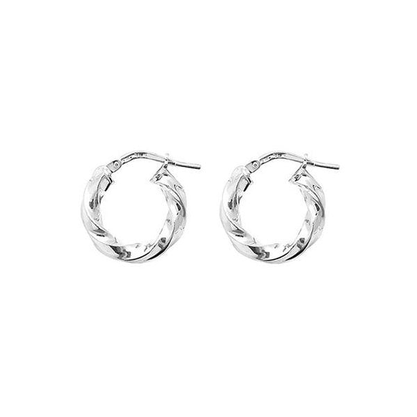 Silver 10mm Twisted Hoop Earrings