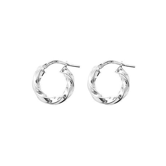 Silver 10mm Twisted Hoop Earrings