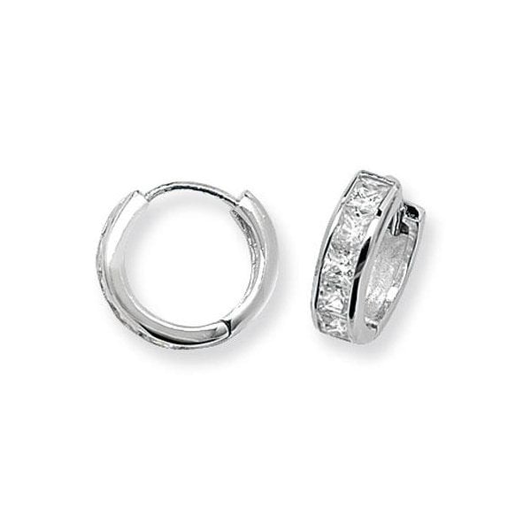 Silver Hinged CZ Earrings
