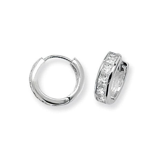 Silver Hinged CZ Earrings