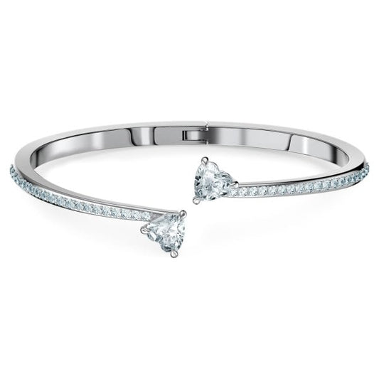Attract Soul bangle Heart, White, Rhodium plated