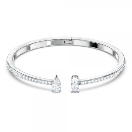 Attract cuff, White, Rhodium plated