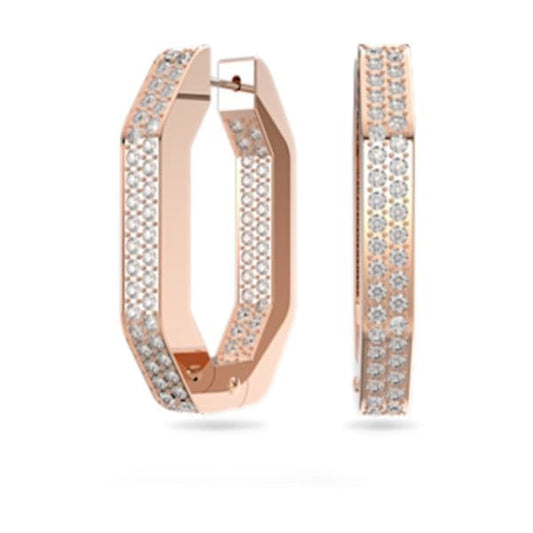 Dextera hoop earrings, Octagon, Pavé crystals