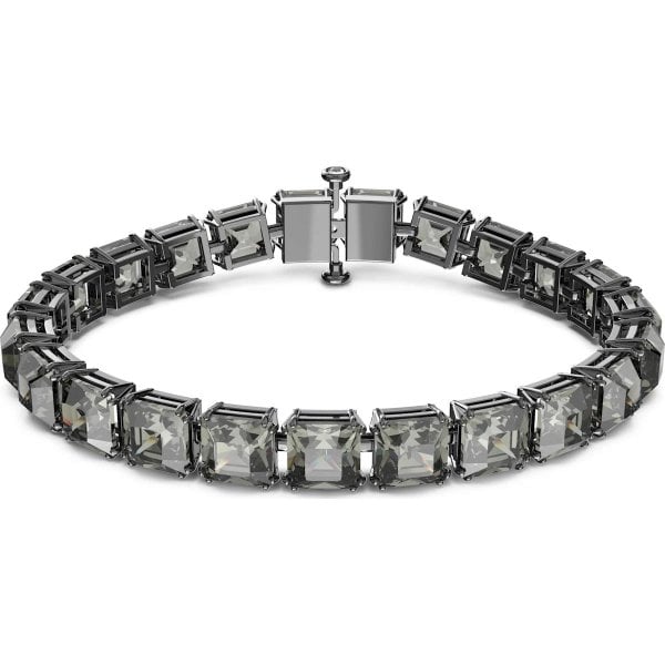 Millenia bracelet, Square cut crystals, Gray