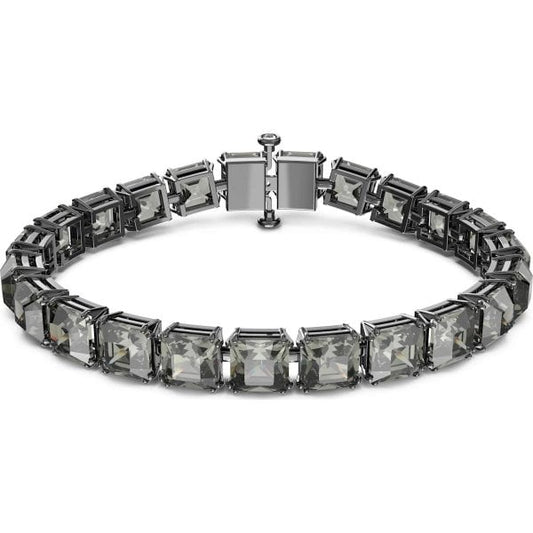 Millenia bracelet, Square cut crystals, Gray
