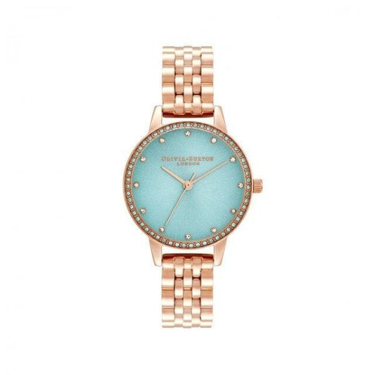 Mint & Rose Gold Classic Sparkle Bezel Ladies