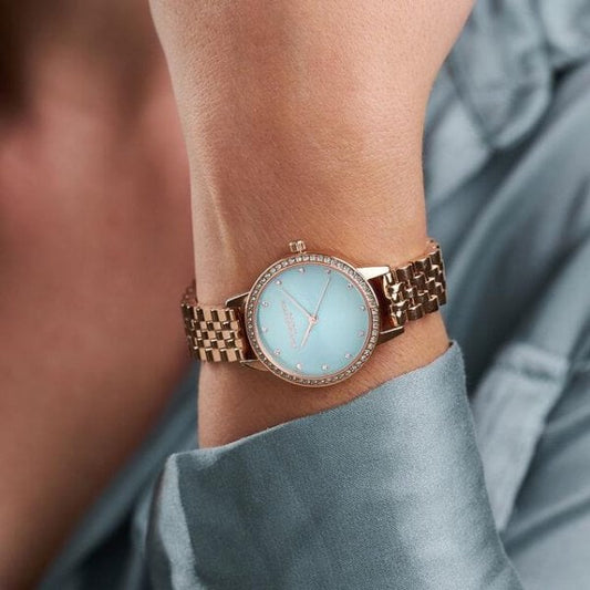 Mint & Rose Gold Classic Sparkle Bezel Ladies