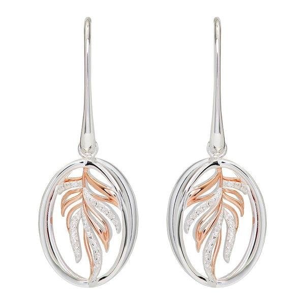 Silver Drop Earrings w/ Rose Gold & CZ