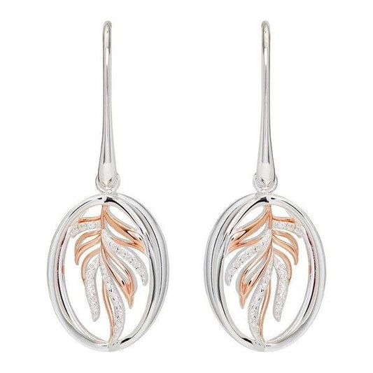 Silver Drop Earrings w/ Rose Gold & CZ