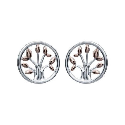 Sterling Silver Stud Earrings w/ Rose Gold Plating