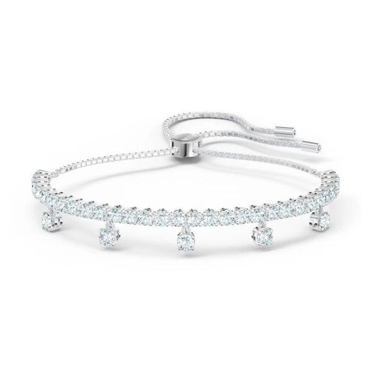 Subtle Drops bracelet, White, Rhodium plated