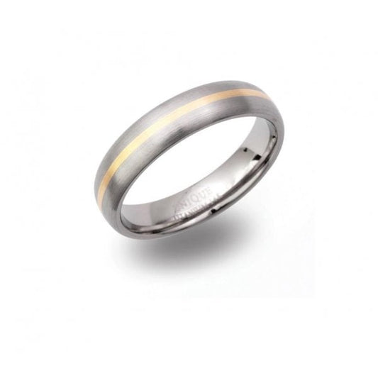 Titanium with Gold 14k Gents Ring - Size 54