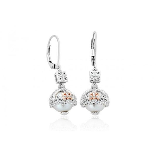White Topaz and Pearl Drop Earrings