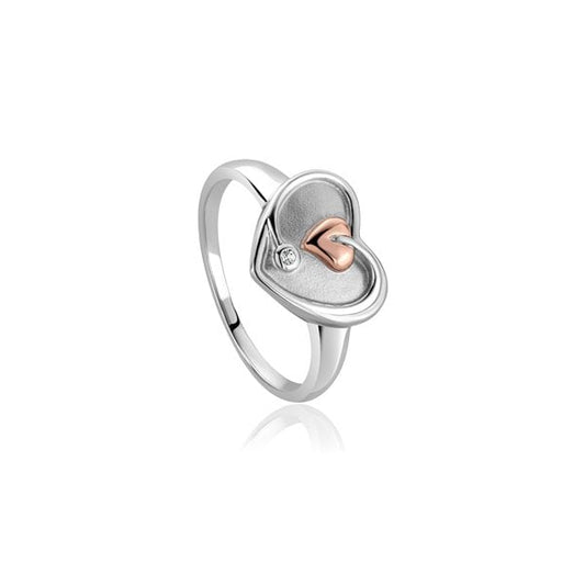 Tree of Life White Topaz Heart Ring-  size N