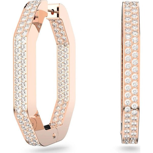 Dextera hoop earrings, Octagon, Pavé crystals
