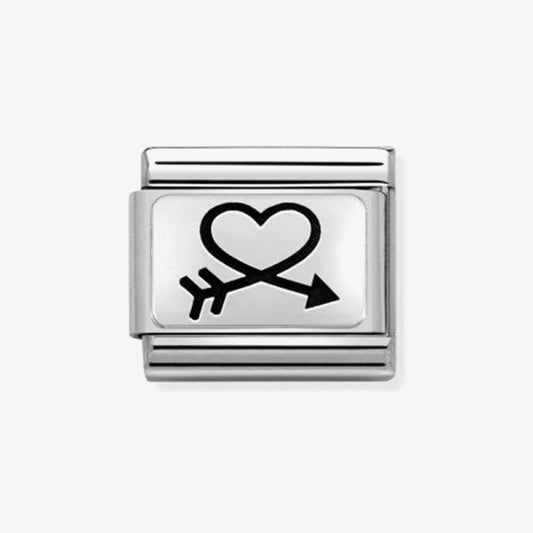 Silver Arrow around Heart Charm