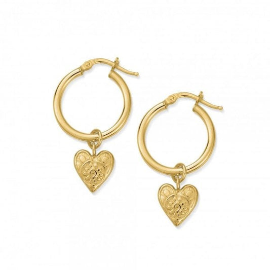 Gold Plated Patterned Heart Hoops