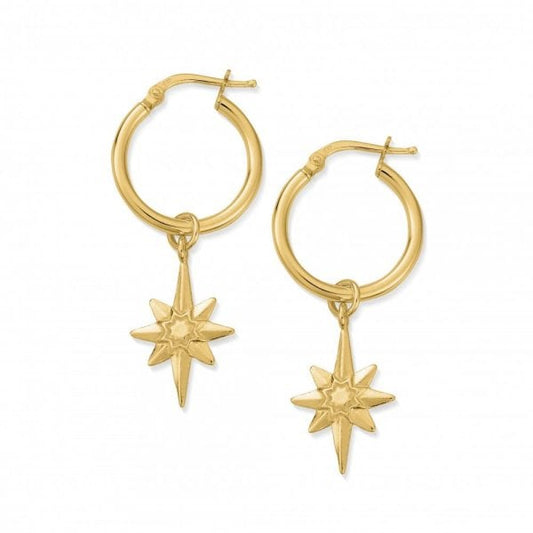 Splendid Star Gold-plated Lucky Star Hoop Earrings