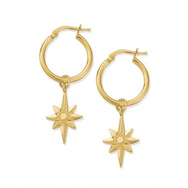 Splendid Star Gold-plated Lucky Star Hoop Earrings
