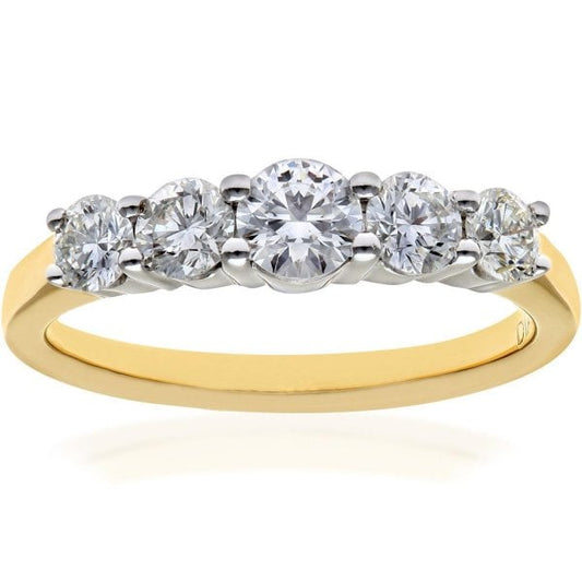 1.00ct Diamond, 18k Yellow Gold Ring - Size L