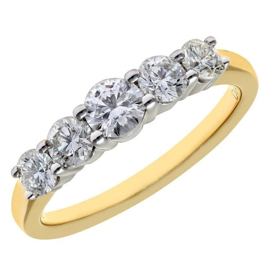 1.00ct Diamond, 18k Yellow Gold Ring - Size L
