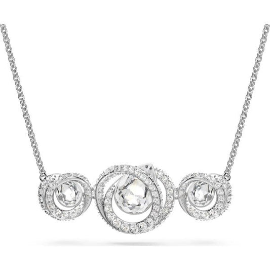 Generation necklace, White, Rhodium plated
