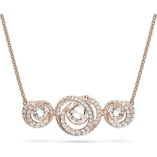 Generation necklace, White, Rose-gold tone plated