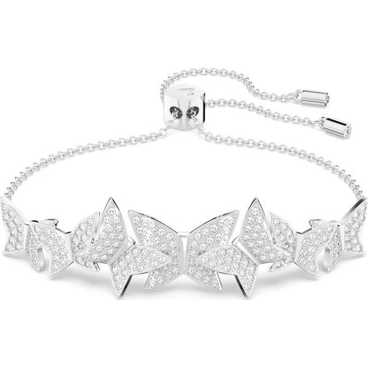 Lilia bracelet, Butterfly, White, Rhodium plated
