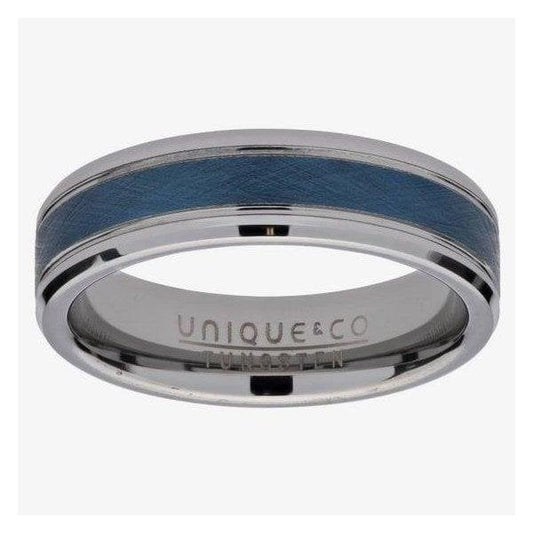 6mm Blue Inlay Tungsten Carbide Ring Size 64