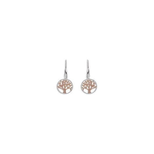 Silver Drop Earrings w/ Rose Gold Plating