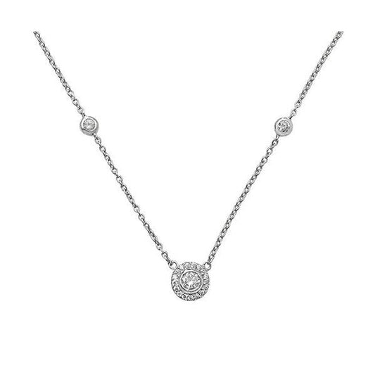 SILVER LADIES' RHODIUM PLATED CZ SET NECKLET