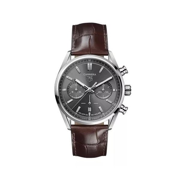 Carrera Chronograph Brown Leather Strap Mens Watch