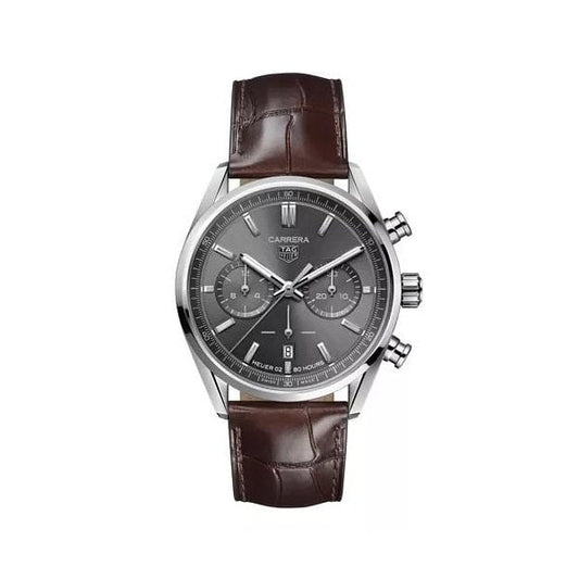 Carrera Chronograph Brown Leather Strap Mens Watch