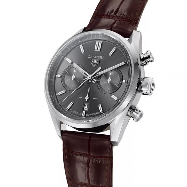 Carrera Chronograph Brown Leather Strap Mens Watch