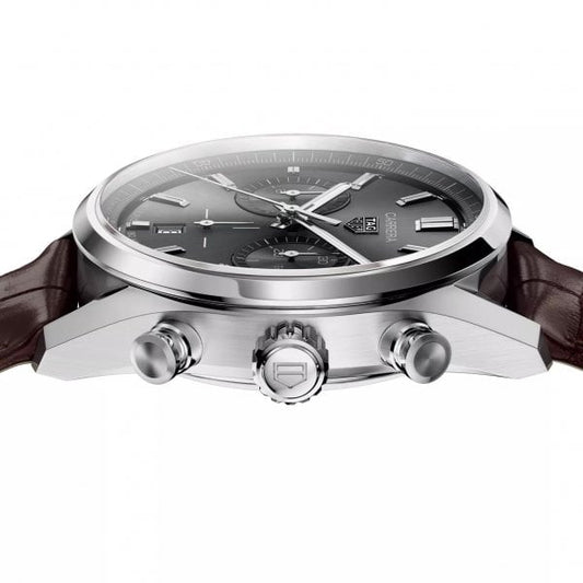 Carrera Chronograph Brown Leather Strap Mens Watch