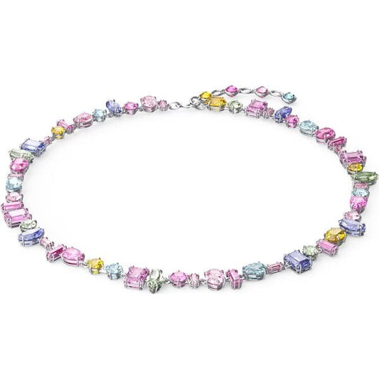 Gema necklace, Multicolored, Rhodium plated