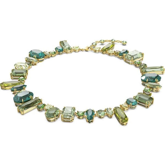 Gema necklace, Green, Gold-tone plated