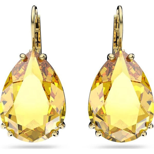 Millenia earrings, Pear cut crystal, Yellow