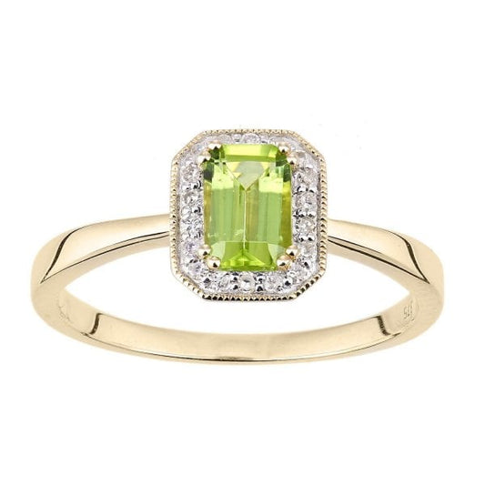 Diamond 0.08ct, Peridot Ring