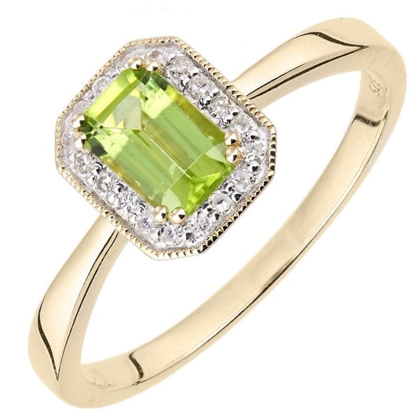 Diamond 0.08ct, Peridot Ring