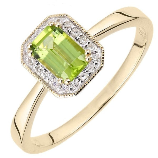 Diamond 0.08ct, Peridot Ring