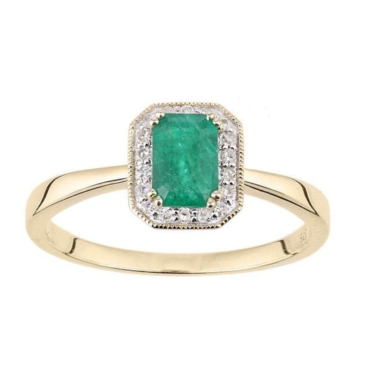 0.08ct Diamond, Emerald Ring