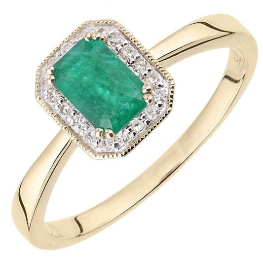 0.08ct Diamond, Emerald Ring