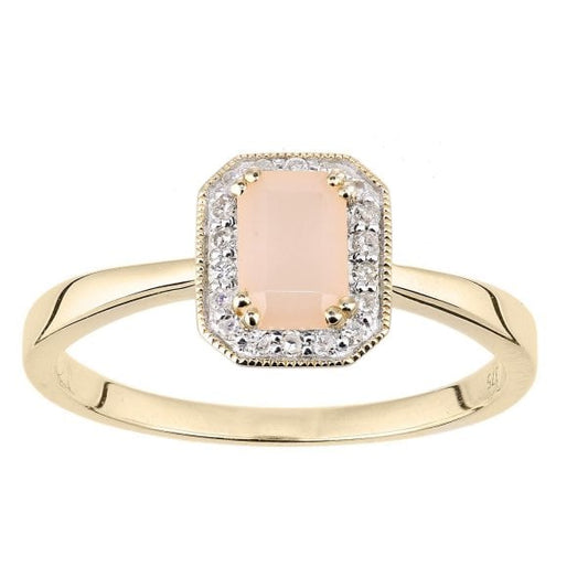 Diamond 0.08ct, Pink Opal Ring