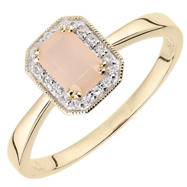 Diamond 0.08ct, Pink Opal Ring