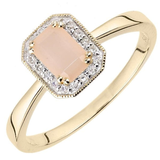 Diamond 0.08ct, Pink Opal Ring